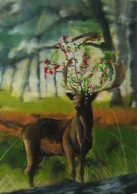 Stag with Cherry Tree -  Nalin - Array auf Array - Array - 