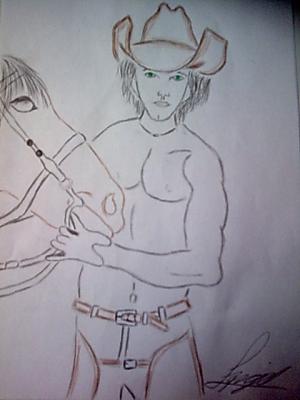 Cowboy mit Pferd -  Lucky -  auf  - Array - 