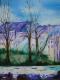 Blick aus dem Fenster - Guenther Wunderlich - Acryl auf Papier - Landschaft - 