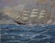 Segelschiff im Sturm - Karin Foellmer - Kreide-Pastell auf  - Himmel-Meer-Wolken - 