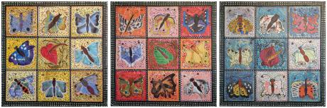 Butterflies on Yellow, Red, Blue im Dreierpack 02  - Wolfgang Bretschneider -  auf Array - Array - 