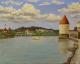 Passau Inn - Vladi Baum - Ãl auf Leinwand - FluÃ-Wolken - 