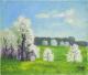 Schwerzen im FrÃ¼hling - Josef Heinzler - Thomas Knab - Ãl auf Leinwand - Reisen-BÃ¤ume-Himmel-Wald-Wiese-Wolken-FrÃ¼hling - Impressionismus